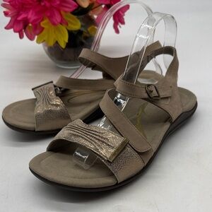 Abeo Biosystem Bliss Taupe and Gold Sandals 9 Neutral MCS9427Q